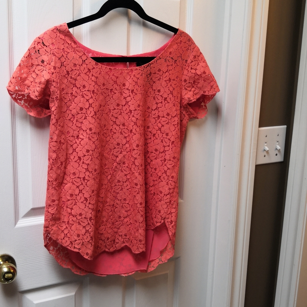 Aritzia Talula Orange Lace Top, sz Large